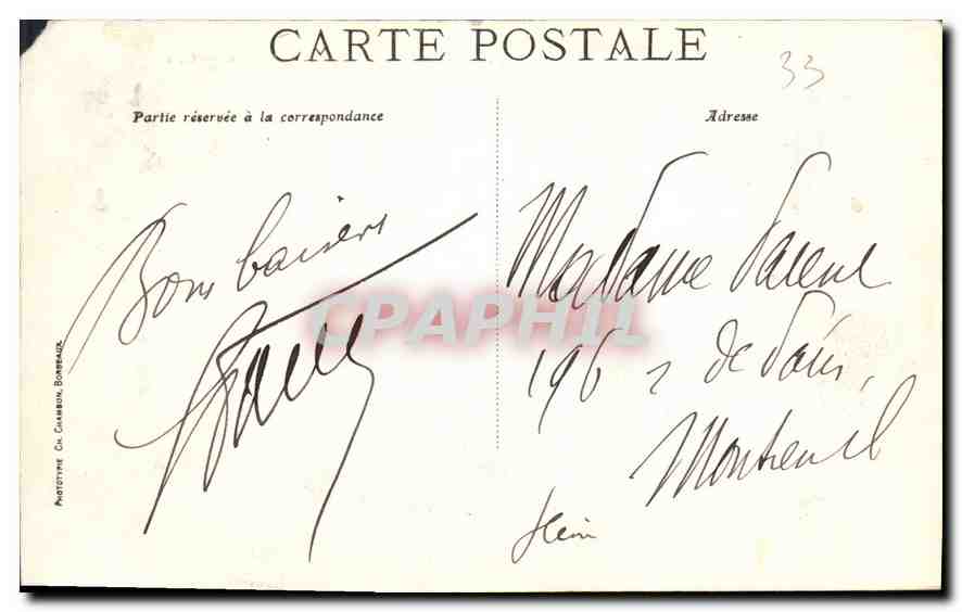CPA Bordeaux Square Gambetta  — Verso