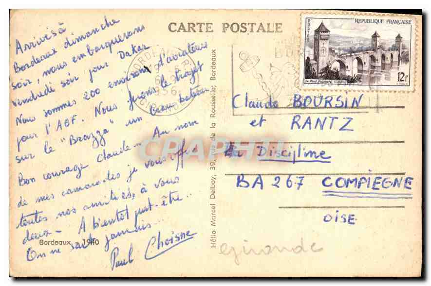 CPA Bordeaux Le Pont l'Eglise et la Tour Saint Michel  — Verso