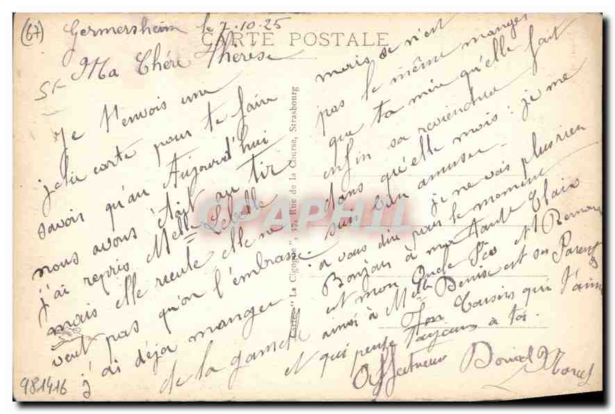 CPA Strasbourg Pont des Vosges Eglise St Paul  — Verso