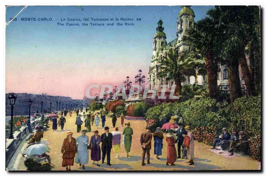 Monte-Carlo — Le Casino, les Terrasses et le Rocher — Éditions d'Art Rostas, Nice