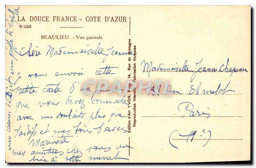 CPA Beaulieu Vue Generale  — Verso