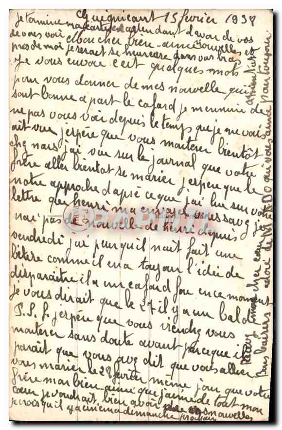 Jeune homme écrivant une lettre d'amour — PC Paris n°4814 — Back