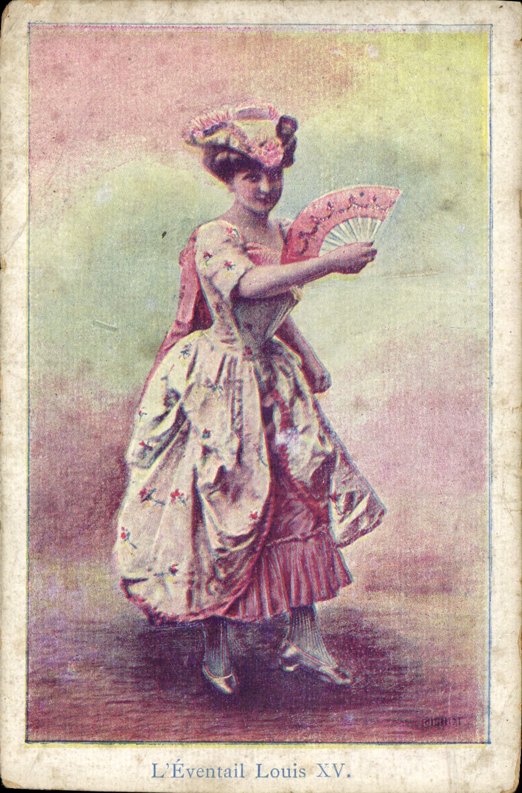 CPA L'Eventail Louis XV Femme