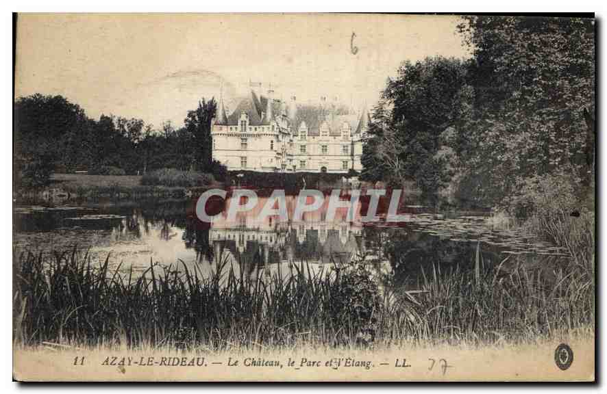 CPA Azay le Rideau Le Chateau le Parc et l'Etang 