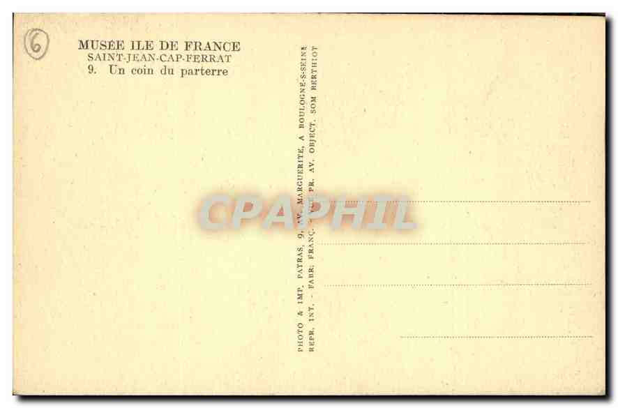 CPA Musee ile de France Saint Jean Cap Ferrat Un coin de parterre  — Rückseite