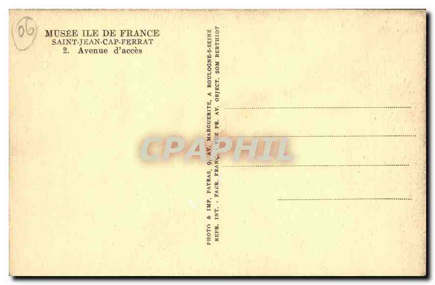 CPA Musee ile de France Saint Jean Cap Ferrat Avenue d'acces  — Rückseite