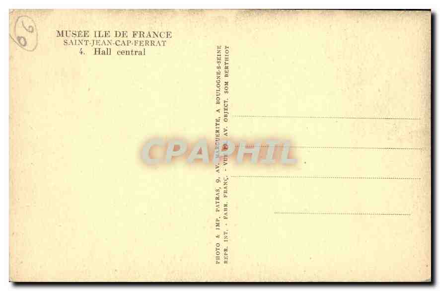 CPA Musee ile de France Saint Jean Cap Ferrat Hall Central  — Verso