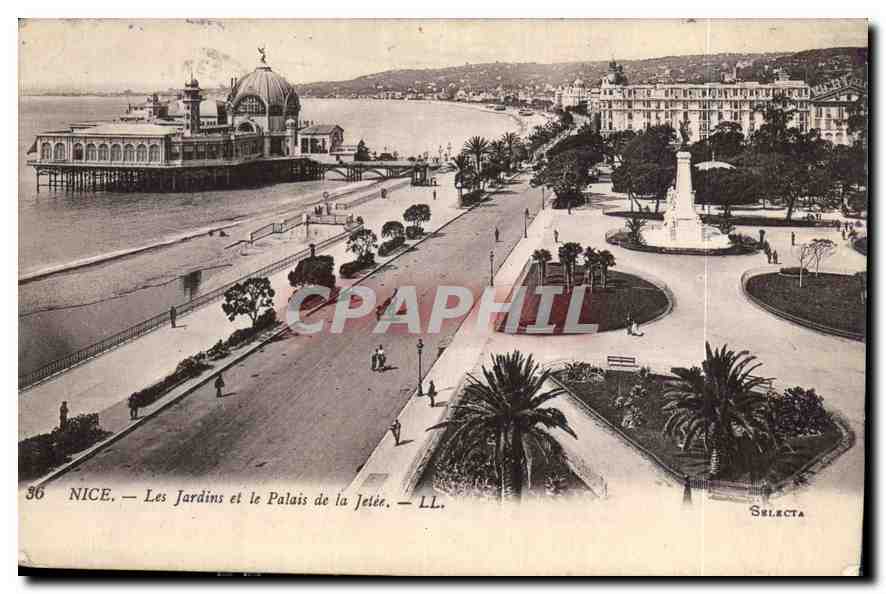 CPA Nice Les Jardins et le Palais de la Jetee 
