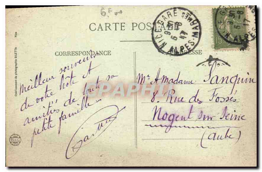 CPA Nice Vue generale prise du mont Boron  — Rückseite