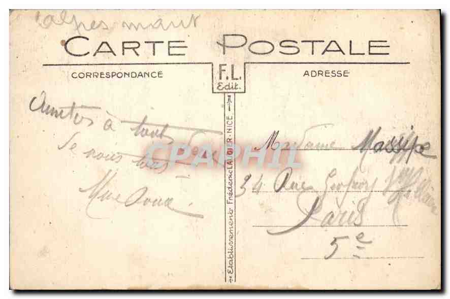 CPA Nice Jardins Albert et la Fontaine des Tritons  — Verso