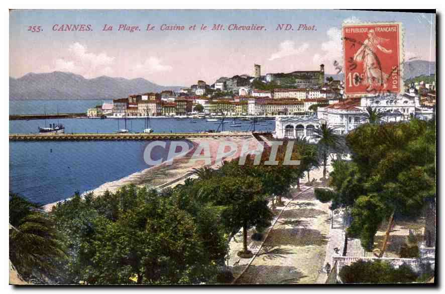 CPA Cannes La Plage Le Casino et le Mont Chevalier 