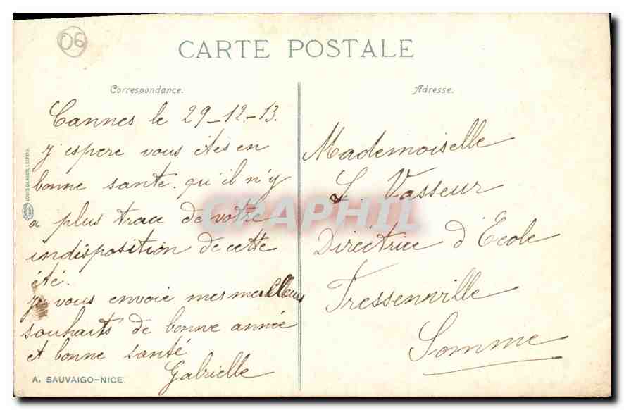 CPA Cannes La Plage Le Casino et le Mont Chevalier  — Rückseite