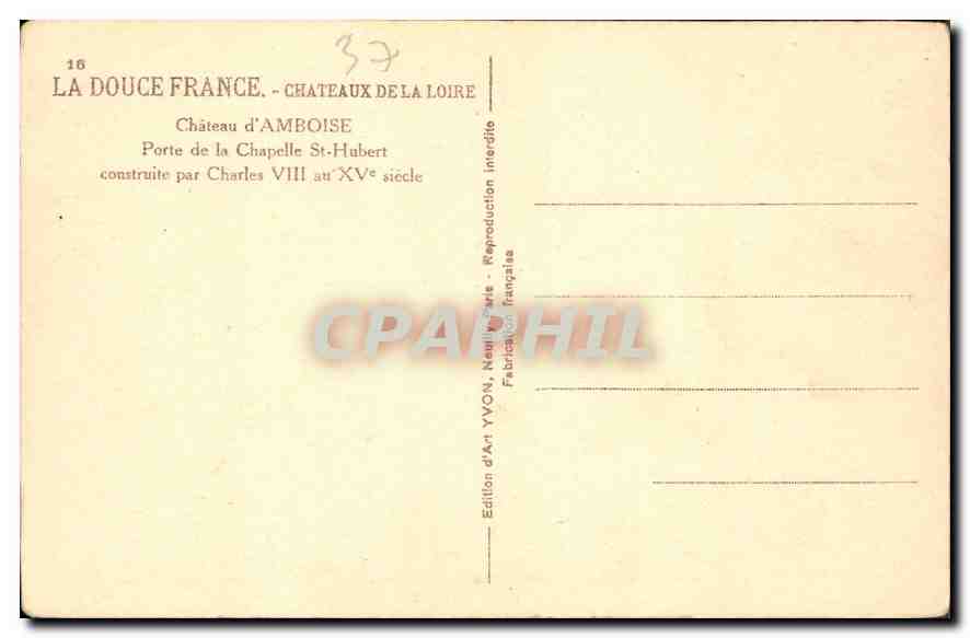 CPA La Douce France Chateaux de la Loire  — Rückseite