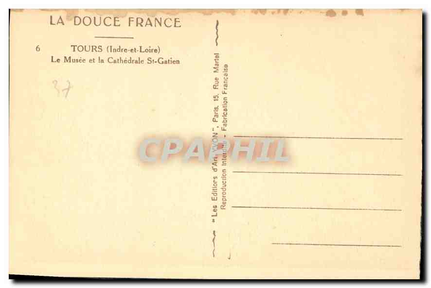 CPA Tours le Musee et la Cathedrale St Gatien  — Verso