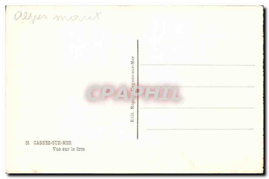 CPA Cagnes sur Mer vus sur le Cros  — Verso