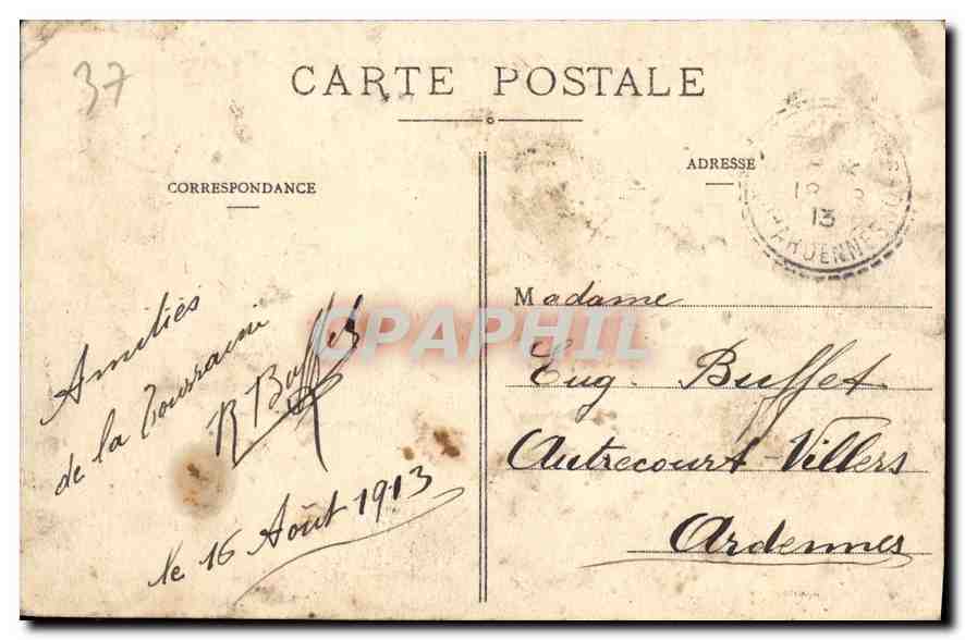 CPA Tours l'Entree du Boulevard Beranger et Palais de Justice  — Verso