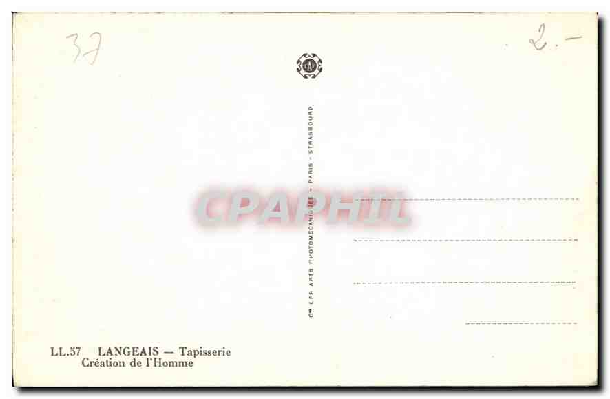 CPA Langeais Tapisserie Creation de l'Homme  — Verso