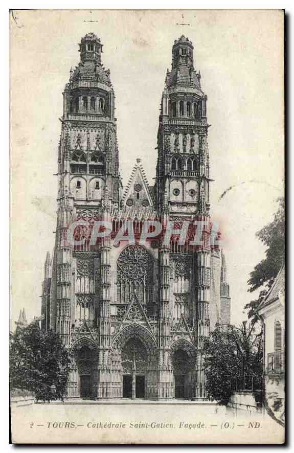 CPA Tours Cathedrale Saint Gatien Facade 