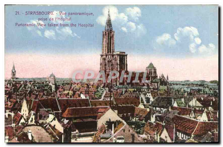 CPA Strasbourg vue panoramique prise de l'Hospital 