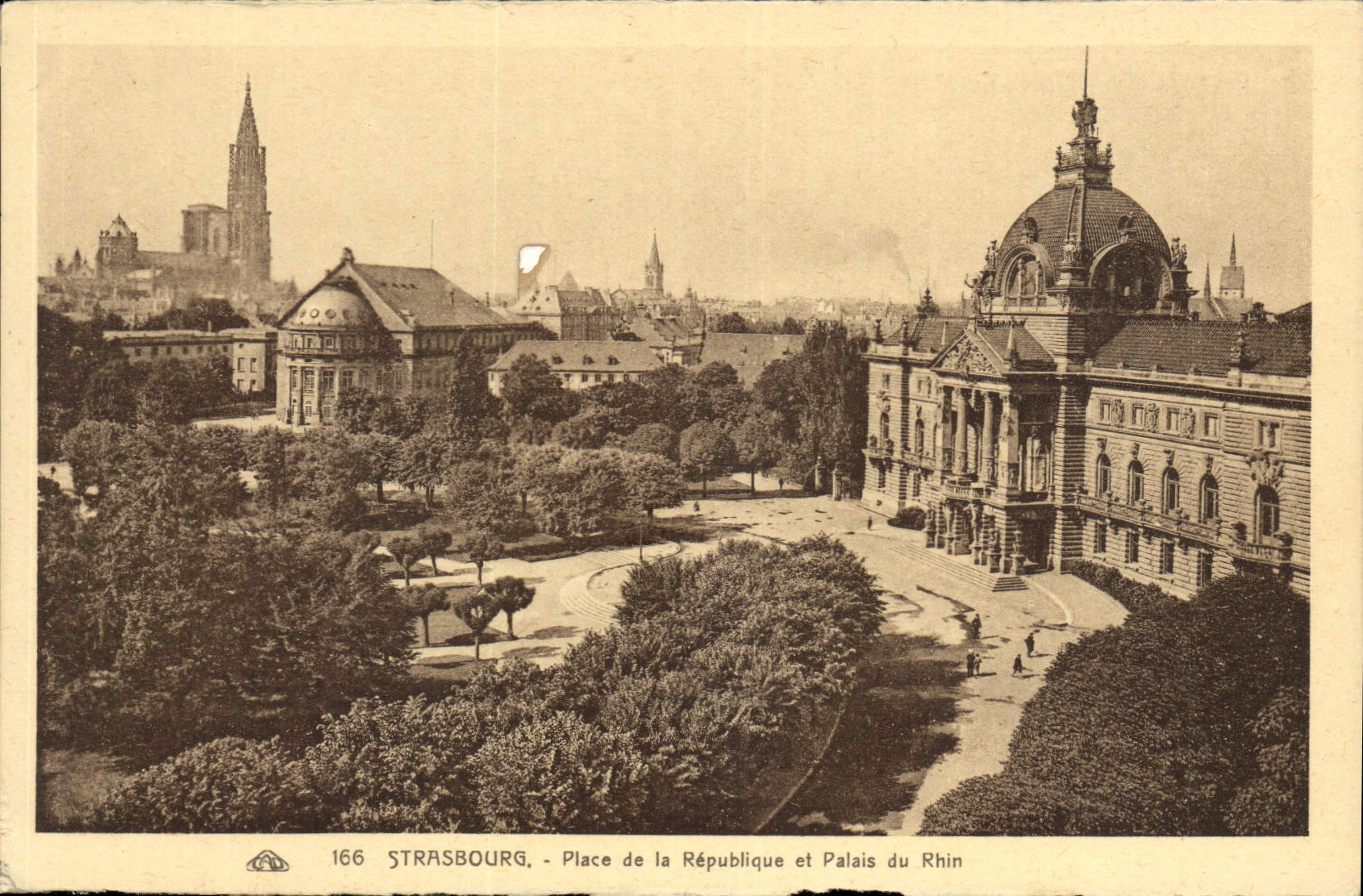 CPA Strasbourg Place de la Republique et Palais du Rhin 