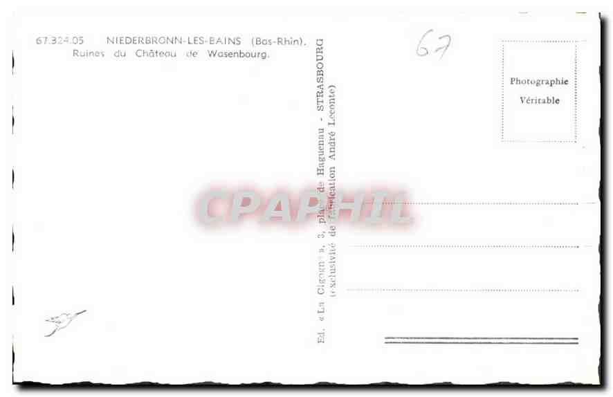 CPA Niederbronn Les Bains Bos Rhin  — Rückseite