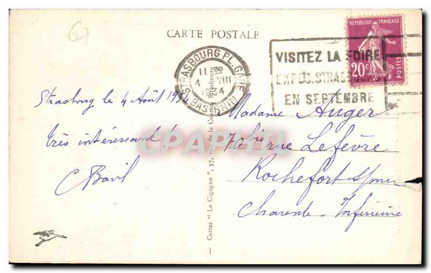 CPA Strasbourg Maison Kammerzell  — Rückseite