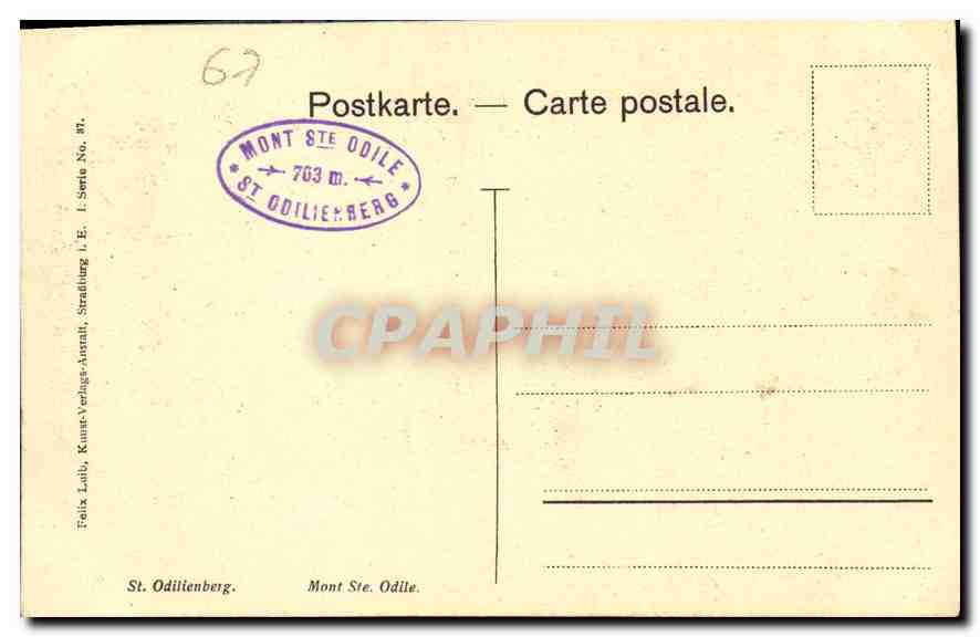 CPA St Odilienberg Mont Ste Odile  — Verso