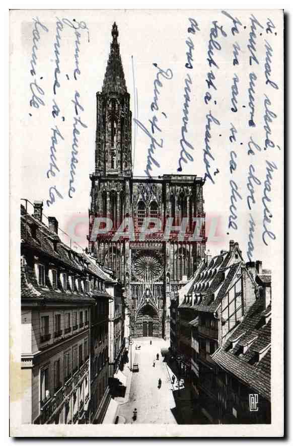 CPA Strasbourg La Cathedrale et la rue Merciere 