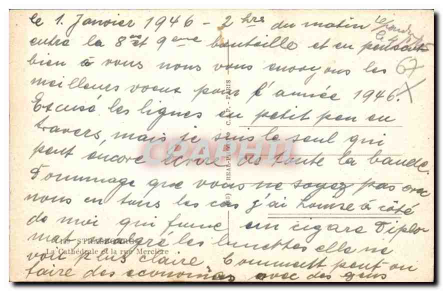 CPA Strasbourg La Cathedrale et la rue Merciere  — Rückseite