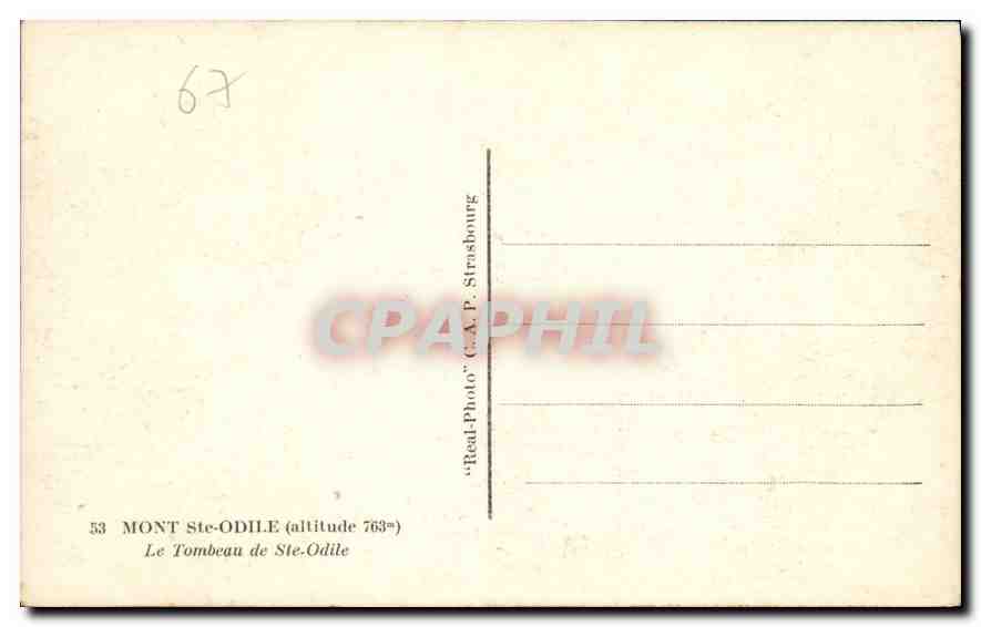 CPA Mont Ste Odile Le Tombeau de ste Odile — Verso
