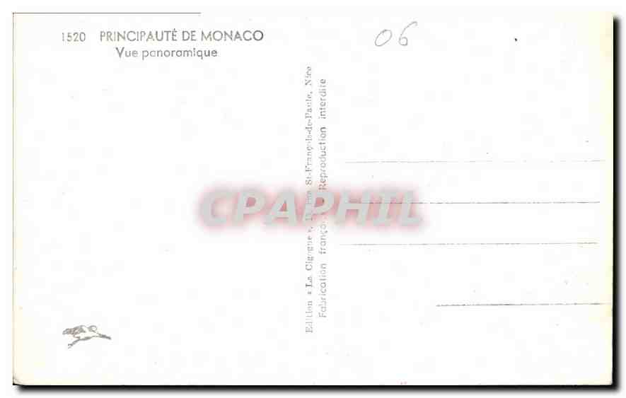 CPA Principaute de Monaco Vue Panoramique  — Verso
