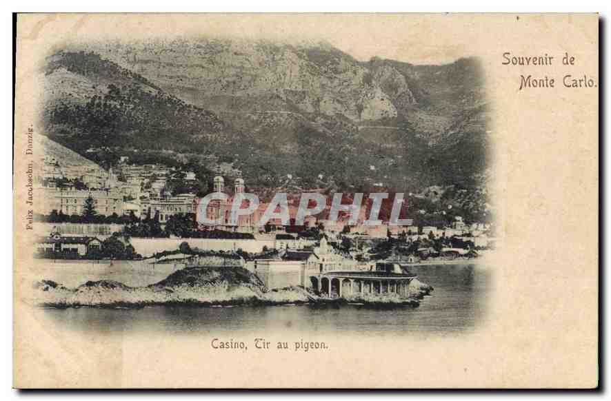 CPA Souvenir De Monte Carlo Casino tir au pigeon 