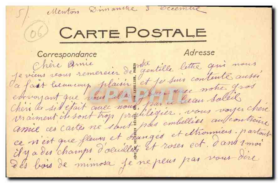 CPA Monaco vue generale de la Principaute  — Rückseite