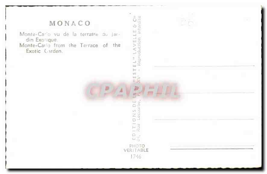 CPA Monte Carlo vu de la Terrasse du Jardin Exotique  — Rückseite