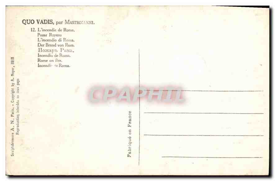 CPA Qou Vadis par Mastroianni  — Back
