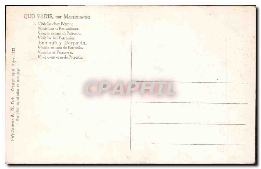 CPA Quo Vadis par Mastroianni  — Rückseite
