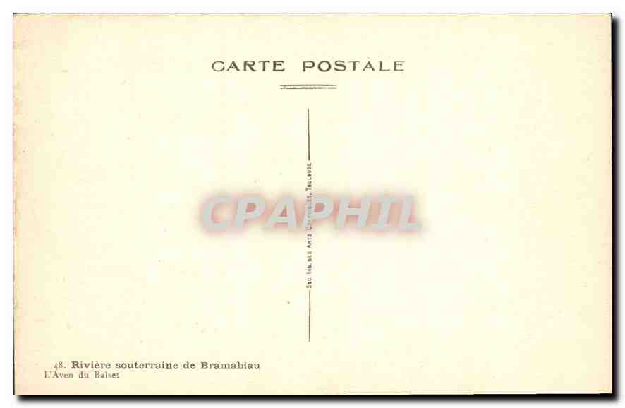 CPA Riviere souterraine de Bramabiau L'Aven du Balses  — Rückseite