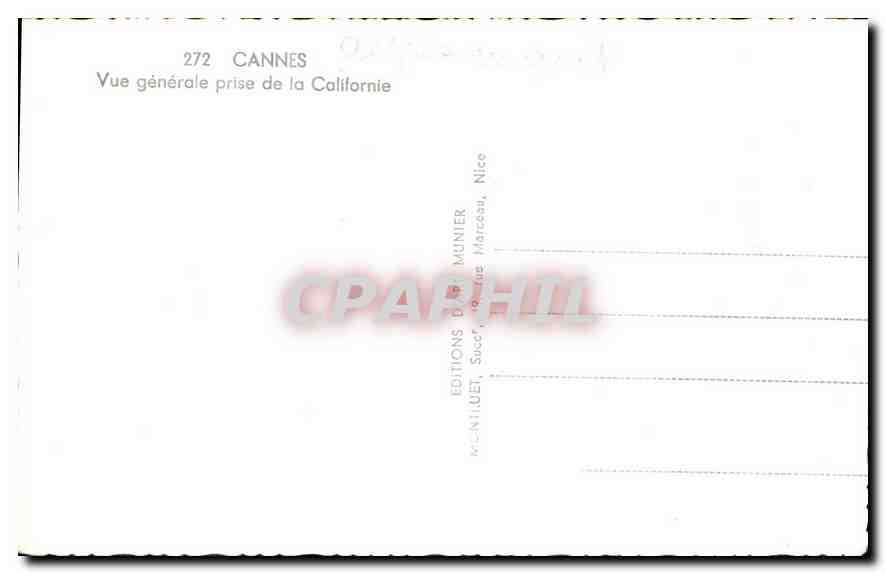 CPA Cannes Vue generale prise de la Californie  — Verso
