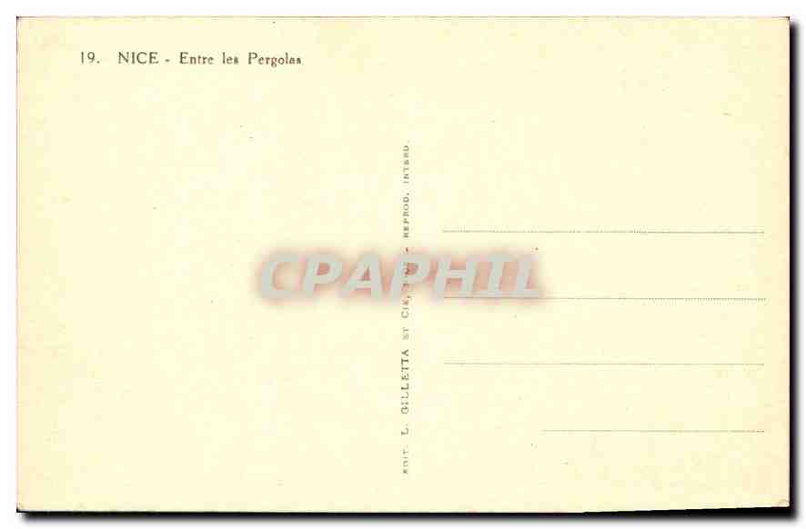 CPA Nice Entre les Pergolas  — Verso
