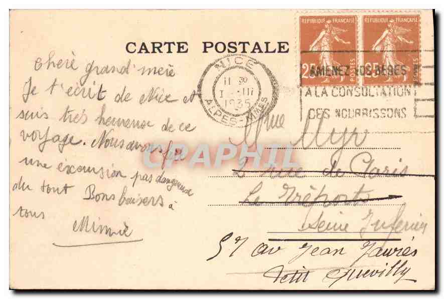 CPA Nice Vue Generale prise du Mont Boron  — Rückseite