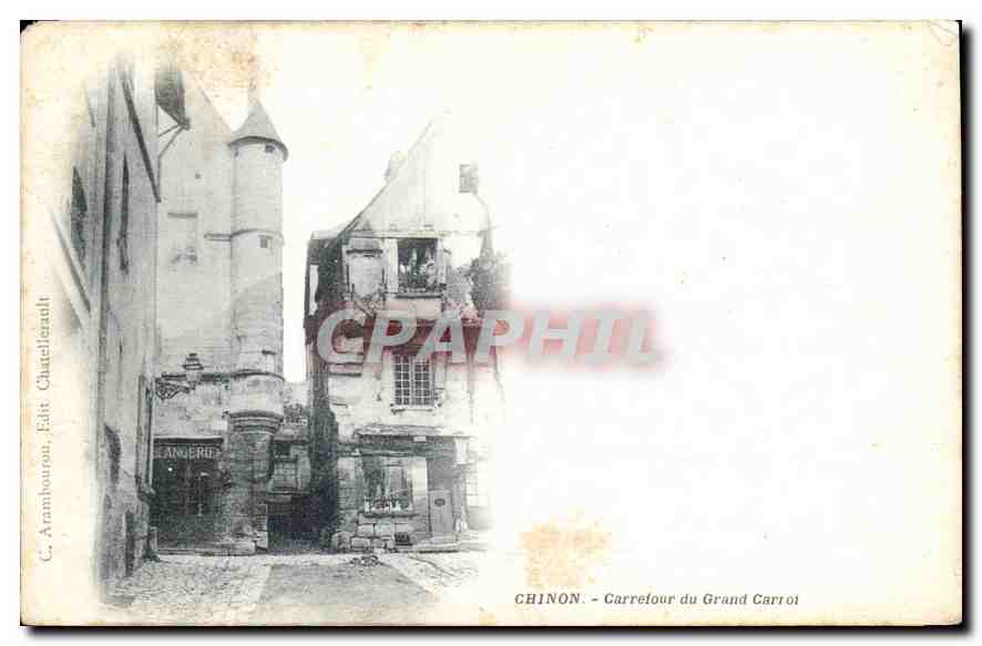 CPA Chinon Carrefour du Grand Carroi Carte 1900