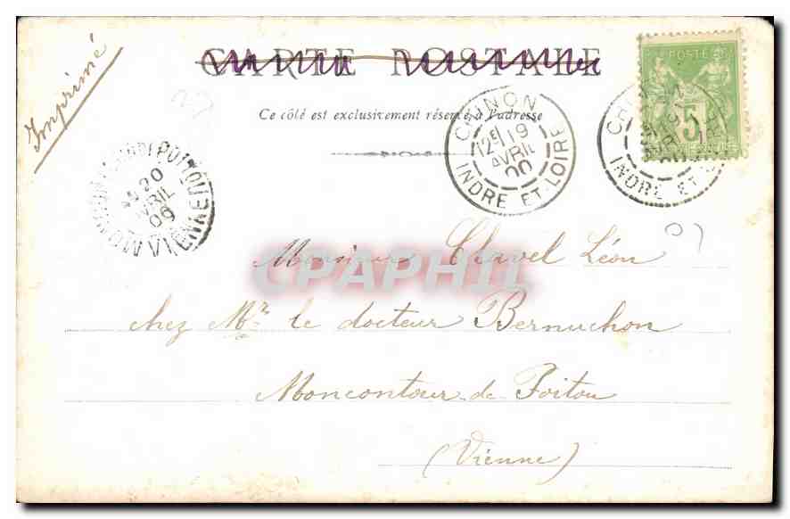 CPA Chinon Carrefour du Grand Carroi Carte 1900 — Rückseite