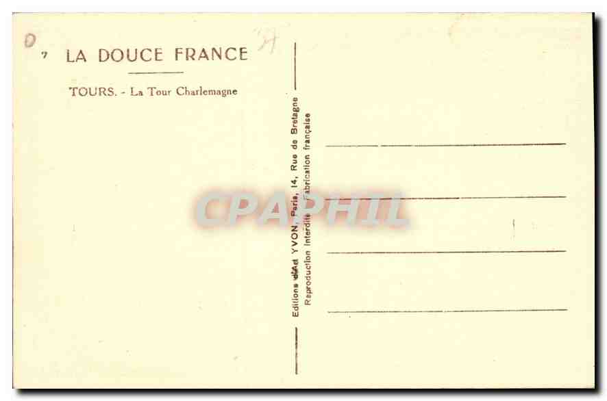 CPA Tours La Tour Charlemagne  — Rückseite