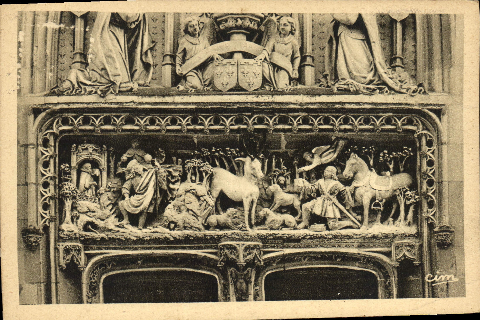 CPA Chateau de Chenonceaux Amboise Detail du Portail de la Chapelle Saint Hubert 