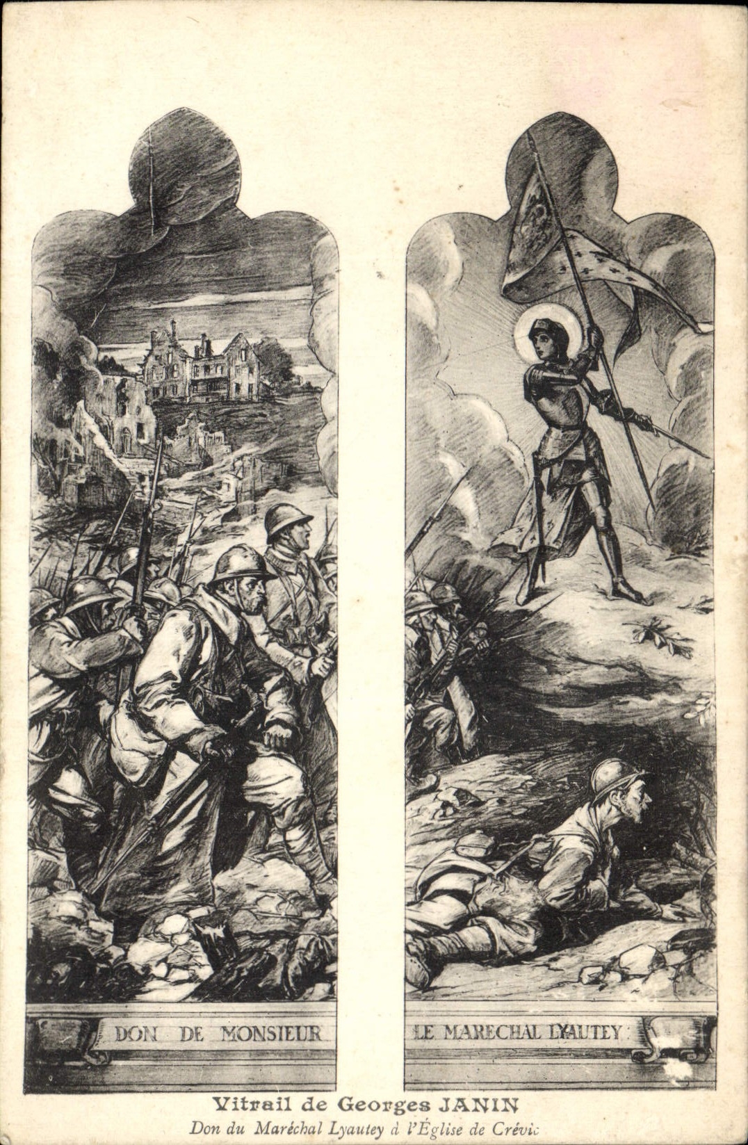CPA Vitrail de Georges Janin Don du Marechal Lyautey a l'eglise de Crevic