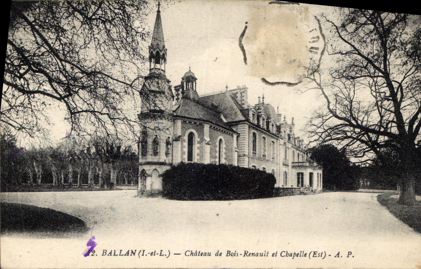 CPA Ballan Chateau de Bois Renault et Chapelle 
