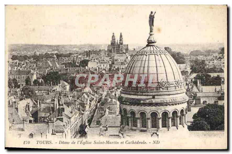 CPA Tours Dome de l'Eglise Saint Martin et Cathedrale  