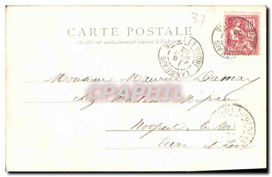Château de Langeais — vue du château avec tours coniques — éditeur T. C. Kolak, n° 234 — Back