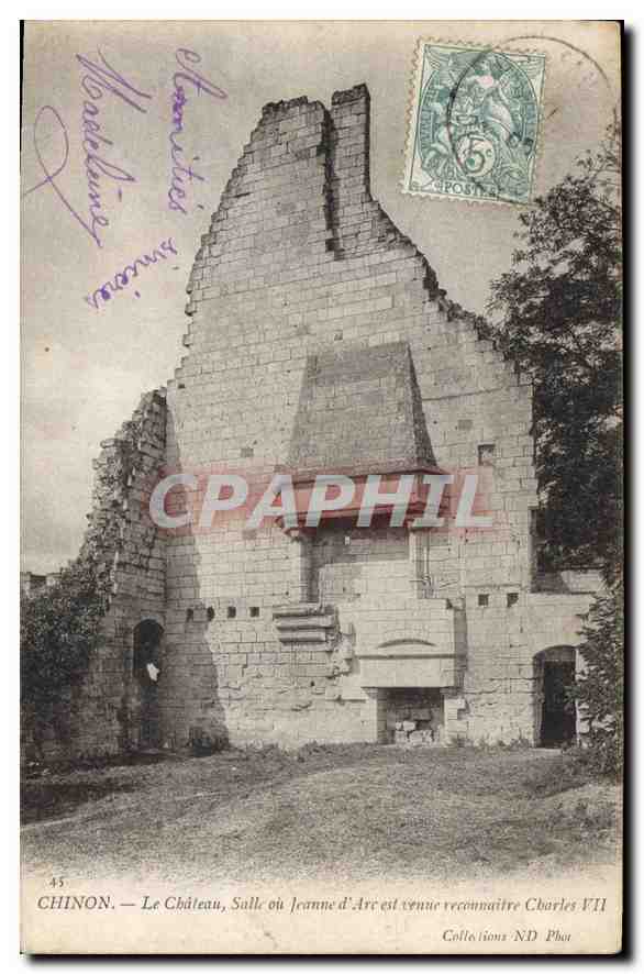 CPA Chinon Le Chateau Sulle ou Jeanne d'Arc est venue reconnaitre Charles VII 