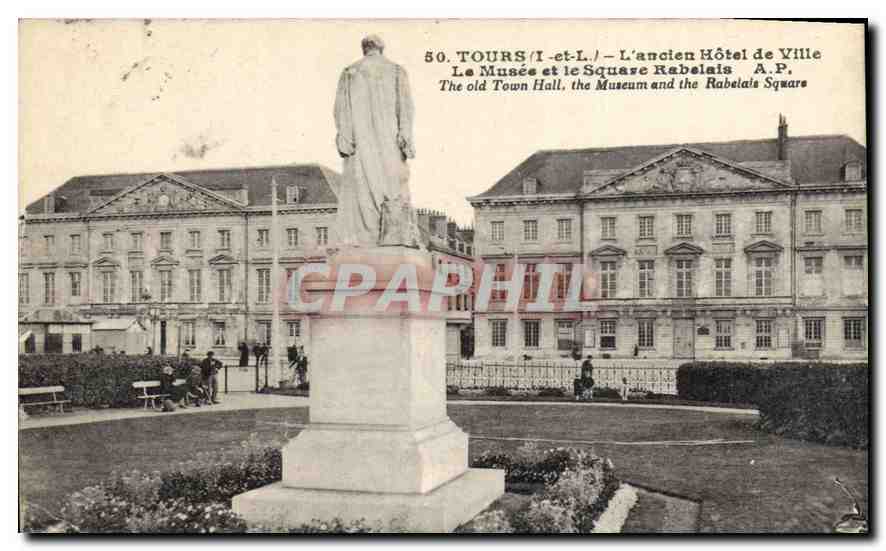 CPA Tours l'ancien Hotel de Ville Le Musee et le Square Rabelais 